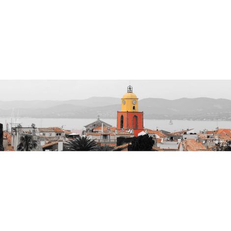 Tableau sur toile Saint-Tropez de nuit 30x97 cm - Impression sur Toile Murale Décorative - Image imprimée en HD sur Toile - Toile sur Châssis en Bois FSC - Fabriqué en France (1/4)