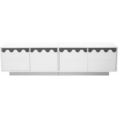 Mobile TV moderno bianco con 4 ante design ondulato 170x40x45 cm MODENUIT (1/5)