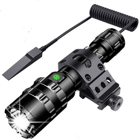 Taktische Taschenlampe, 3000 Lumen, superhelle L2-LED-Taschenlampe, USB wiederaufladbar, 5 Beleuchtungsmodi, Picatinny-Schienenmontage und Druckschalter für Outdoor-Angeln [Energieklasse A+++]