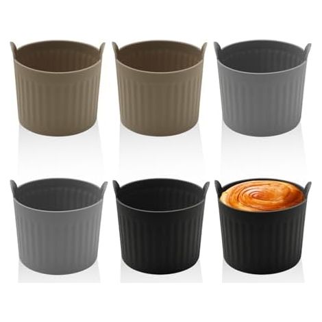 CSPARKV 6,5 x 6,6 cm 6 piezas Moldes para muffins Moldes para pasteles de silicona Moldes para huevos de agua para freidora de aire Herramientas para hornear para freidora de aire