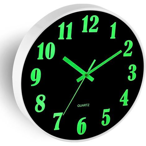 Grande horloge murale lumineuse de 30,5 cm avec chiffres lumineux - Horloge murale silencieuse - Sans bruit de tic-tac - Horloge ronde à piles - Horloge suspendue silencieuse pour salon (1/5)