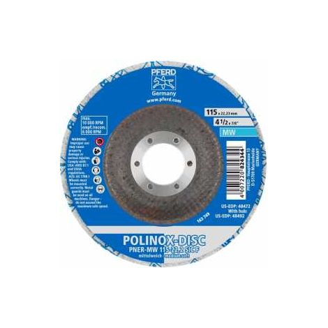 PFERD TOOLS POLINOX verpresste Vlies-Disc PNER Ø 115 mm Bohrung-Ø 22,23 mm Mittelweich SIC Fein für Finish 5 Stk (1/5)