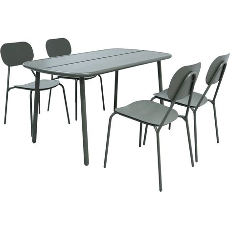 sweeek - Gartentisch aus Aluminium + 4 Stühle