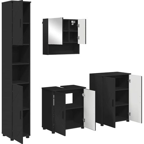 Maison Exclusive - Ensemble de mobilier de salle de bain 4 pc Noir 61 x 35 x 64 cm (1/5)