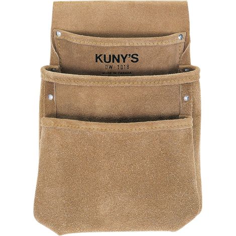 Kuny's DW-1018 Split Grain Leather Drywall Pouch with 3 Spacious Pockets