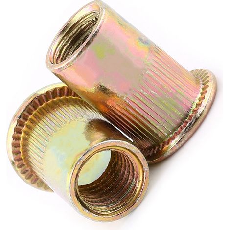 Écrous à sertir à bride en acier au carbone M3-M12, filetage plat, rivet fileté, insert métallique (M4, lot de 100) (1/5)