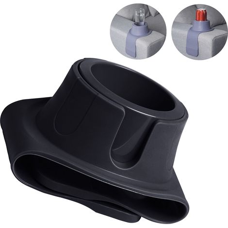 Porte-gobelet en silicone pour canapé, support anti-déversement, dessous de verre résistant à la chaleur, plateau porte-gobelet pour accoudoir, noir (1/5)