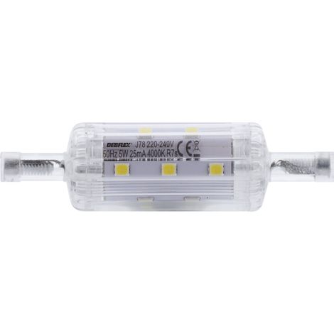 DEBFLEX - CRAYON LED 78MM SMD VERRE TRANSPARENT R7S 5W 3000K 400LM - 600443
