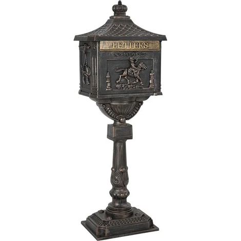 Boîte aux lettres verticale avec portes en bronze, dimensions : 42,5 x 29,5 x 117 cm