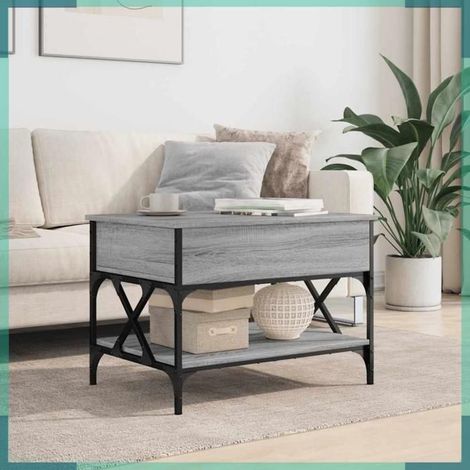Table basse - 845354 - Sonoma gris - 70 x 50 x 50 cm - Bois d'ingénierie et métal (1/5)