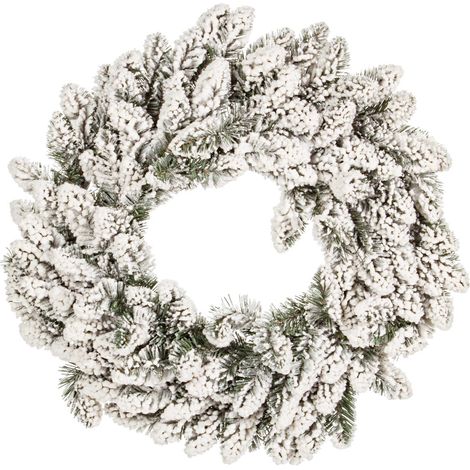 Ghirlanda tonda corona dietro porta innevato in PE effetto Real Touch -Ø60 cm