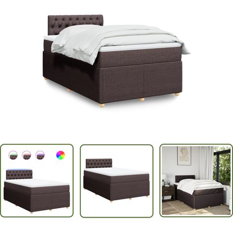 vidaXL Boxspringbett mit Matratze Dunkelbraun 120x200 cm Stoff