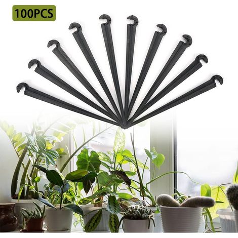 Lot de 100 Tuyau Goutte à Goutte Support, Goute a Goute Arrosage Support, Irrigation Support,Piquets de Tuyau Égouttement, Piquets de Tuyau Irrigation, pour 4/7 Tuyau d'Arrosage Goutte à Goutte (1/5)