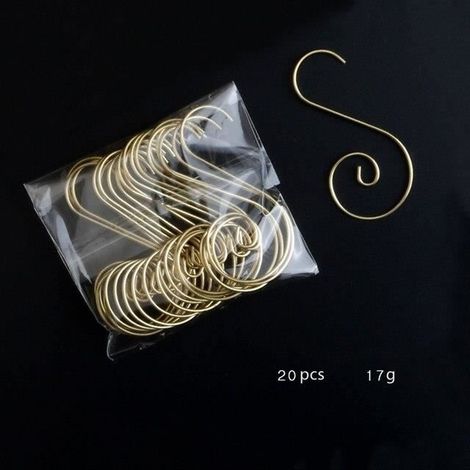 Goldfarbener S-förmiger Weihnachtshaken (5 cm x 2,5 cm), 20 Stück, DIY, Weihnachtsbaumanhänger, vier Farben, Puppenhaken (1/4)
