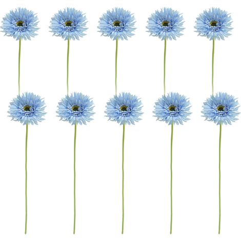 [Dunkelblau] 10 frische und schlichte künstliche Gerbera mit gebürstetem Stiel, moderne und minimalistische Inneneinrichtung. (1/2)