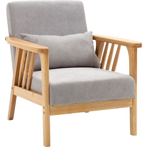 Fauteuil d'appoint gris avec coussin supplémentaire pour salon (1/5)