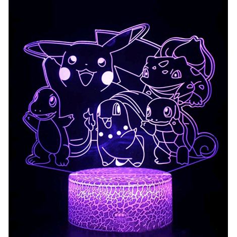 Lampe 3D Pikachu Pokémon Veilleuse LED RGB, Lampe de nuit tactile avec télécommande, 16 teintes, éclairage USB pour chambre d'enfant, décoration de bureau, cadeau fan