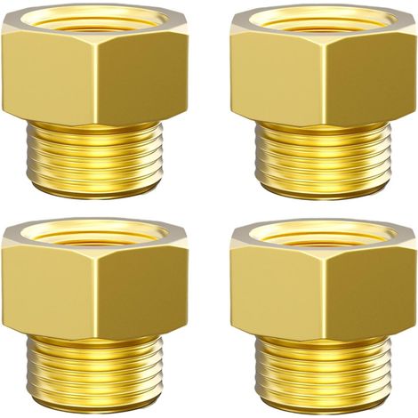 Lot de 4 Réducteur, Laiton, Filetage extérieur 3/8 pouce, Filetage intérieur 1/2 pouce, Plomberie