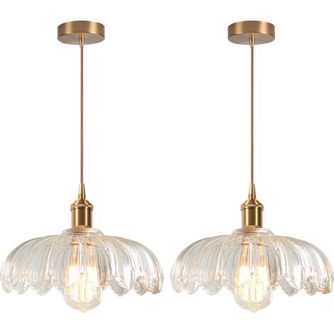 2PCS Lámpara Colgante De Vidrio Lámpara De Techo Interior Vintage Plafones Retro Lámpara Colgante Moderna Para Dormitorio Pasillo