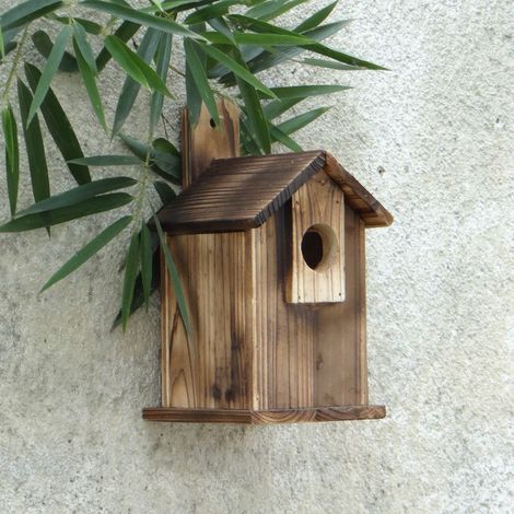 Traditionelles, wetterbeständiges und vielseitiges Vogelhaus aus Massivholz für Rotkehlchen und andere Vogelarten (1/4)