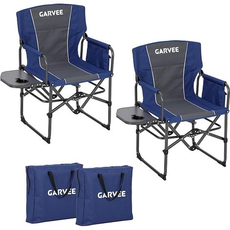 Lot 2 Chaises Directeur Aluminium Fer Pliable Poche Latérale (1/4)