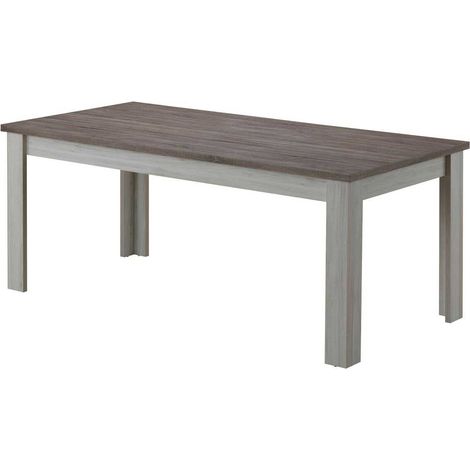 Table de salle à manger contemporaine chêne blanc/marron Maxime