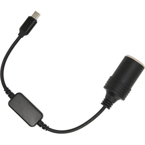 1 Câble convertisseur, 5V USB C mâle vers 12V allume-cigare femelle, adaptateur alimentation voiture pour enregistreur (1/4)