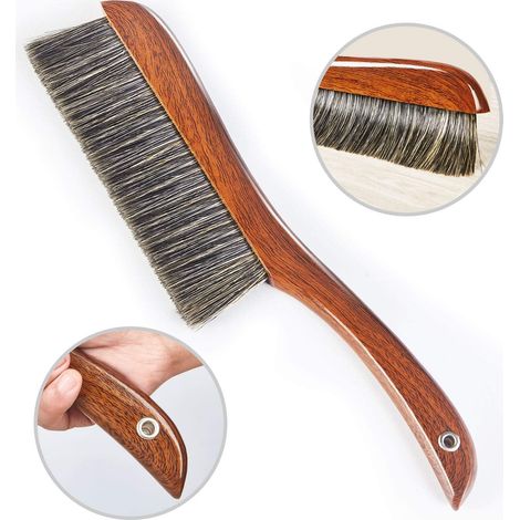 Balai à main à poils souples avec manche en bois pour le nettoyage des meubles, lits, canapés, comptoirs, voitures, bureaux, jardins, et pour le dessin technique, hôtels. Longueur : 38 cm (15 pouces).