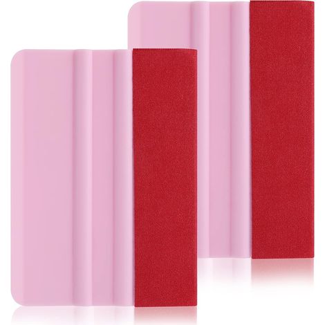Lot de 2 raclettes en vinyle pour enlever les bulles - 10,2 cm - Avec chiffon en feutre doux - Pour film vinyle de voiture, fenêtre, papier peint, autocollant (1/5)
