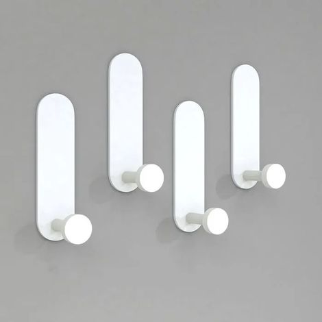 Crochets adhésifs extra forts à coller sur le mur au-dessus de la porte pour accrocher vêtements, manteaux, peignoirs 4pcs (1/5)