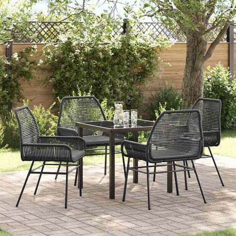 Garten Essgruppe mit Kissen 5 pcs Schwarz Poly-Rattan (1/5)