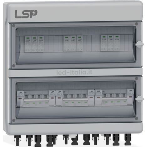 Panel de campo de CC V-TAC de 3 cadenas, 3 MPPT, 1000 V CC, 16 A, con unidad de control IP65, 18 módulos LSP