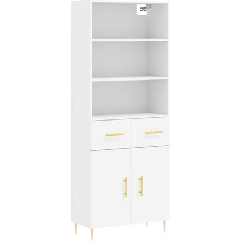 Maison Exclusive - Buffet haut Blanc 69,5x34x180 cm Bois d'ingénierie (1/5)