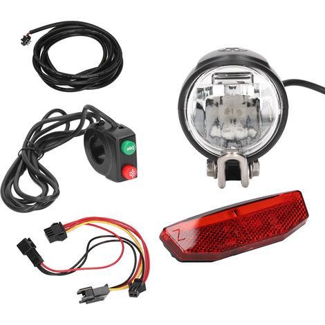 Kit de sécurité pour vélo électrique : phare LED, feu arrière et klaxon intégrés en alliage d'aluminium DK11 (1/5)