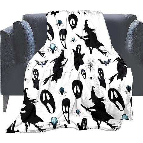 Plaid Halloween Fantôme 100 x 150 Cm Flanelle Douce Et Respirante À Motif  Couverture Flanelle Halloween Pour Canapé Sofa Lit Chaise Voiture Maison Salon Chambre Ferme Fête De Vacances (1/5)