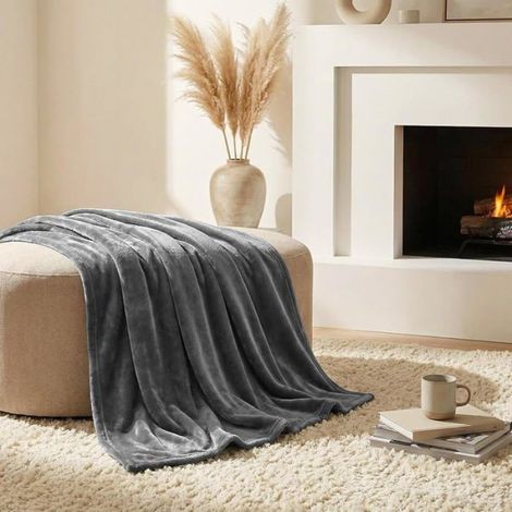 Pid Couverture Poire 130x150 cm Gris OEKO TEX 100,jeté de canapé en Fnelle de 260 g/m2 pour femmes,130x150 cm Gris GRIS COUVERTURE (1/5)