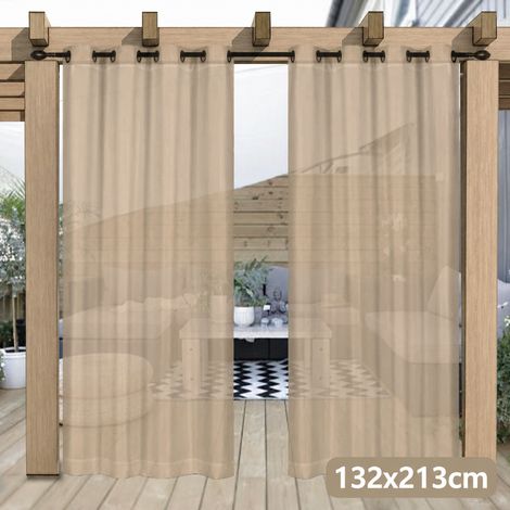ROSNEK PatioColor Rideau extérieur déperlant à œillets 132 x 213 cm voilage pour terrasse Kaki 1 panneau (1/5)