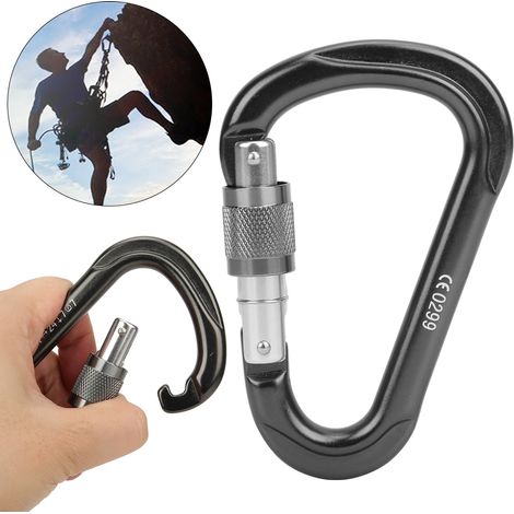 Automatischer D-förmiger Karabiner für Camping, Wandern und Klettern - KN-24-7-7 Schlüsselring mit automatischem Karabinerhaken und sicherer Befestigung.