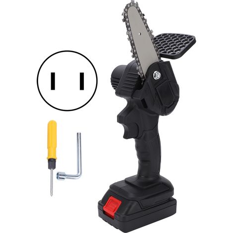 Mini scie à main 4 pouces, tronçonneuse électronique portative à une main AC100-240V, brosse incluse, prise US, noire (1/5)
