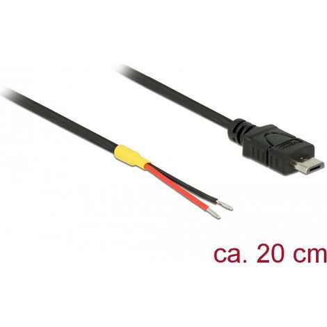 Delock Cable macho USB 2.0 Micro-B  2 hilos abiertos de alimentaciÃ³n de 20 cm Raspberry Pi