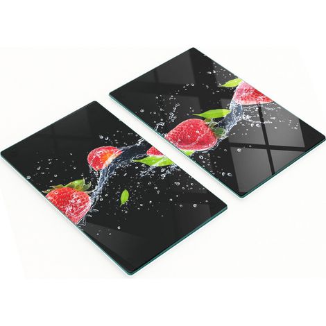 Taglieri da cucina decorativi in vetro con motivo fragole e acqua, 2x30x52 cm (1/5)