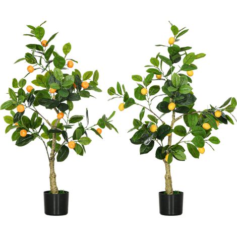 Set 2 Piante Artificiali di Limone e Arancia H120 cm con Vaso Verde (1/5)