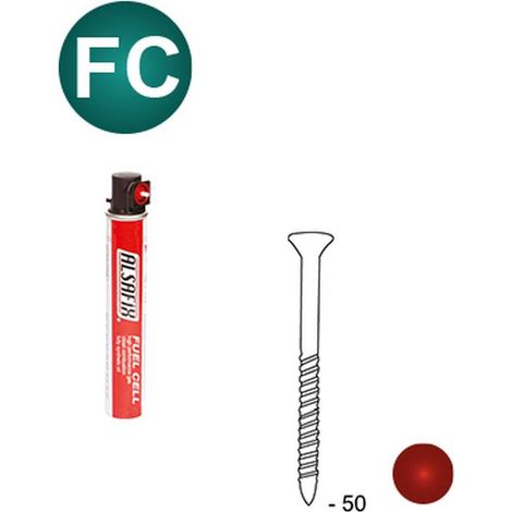 2 200 Clous-Vis Rouges en Bande 34° (Pack) - 2.5x50 mm + 2 Cartouches de Gaz Rouge 80 ml - D-Work