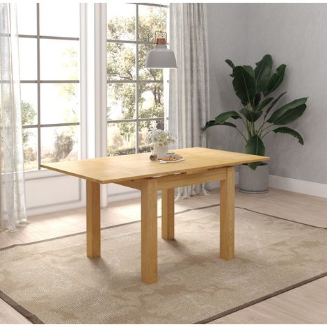 Hallowood Furniture Waverly Oak Extendable Dining Table – Solid Wood Small Dining Table with Foldable Top, Space Saver Design for Kitchens, Dining Rooms, or Compact Living Spaces (1/5)