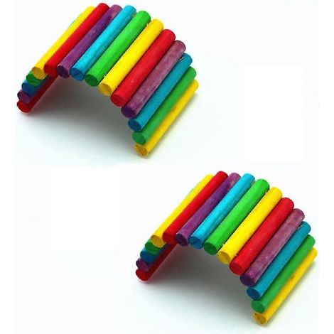 Set aus 2 Holzbrücken mit Leiter, Haustierversteck, flexible Bogenbrücke als Spielzeug für Kleintiere