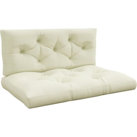 CHICFURN Cuscino seduta outdoor 120 x 80 x 12 cm poliestere crema, 2 pezzi, comfort terrazza (1/5)