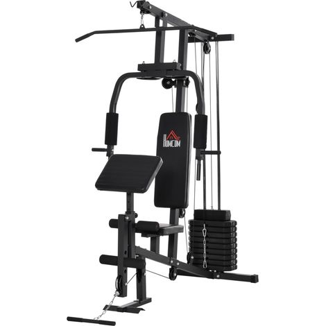 Stazione Fitness Multifunzione 148x108x207 cm in Acciaio Nero (1/5)