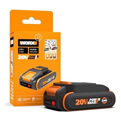 Worx WA3639 batería recargable 20V negro 2,0 Ah