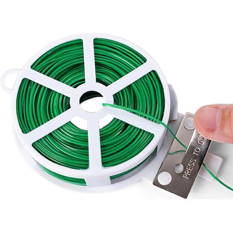 Fil de Fer Jardin Vert - 50m - Acier Plastifié Souple - Fixation Plantes avec Cutter - Pour Vignes et Fleurs - 50 mètres (1/5)