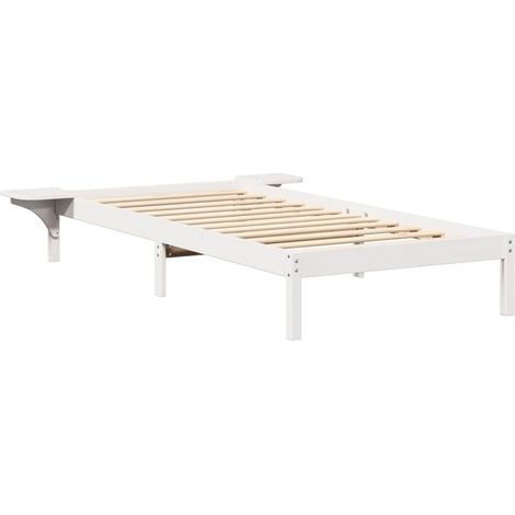 Lit simple,Lit adulte,Cadre de lit avec tables de chevet Blanc 90 x 190 cm Blanc CFW1400670 (1/5)